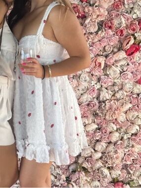 For Love And Lemons White Mini Dress with Embroidery